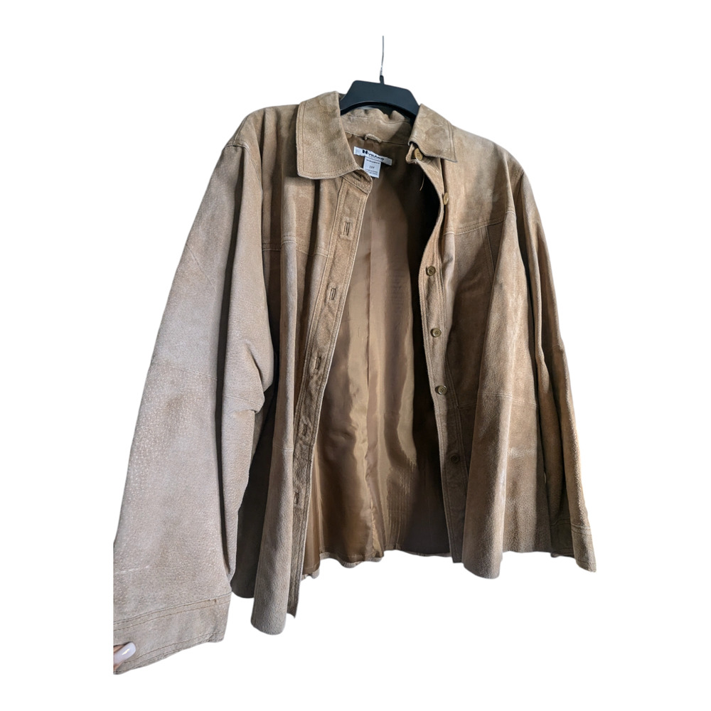 Nygard Collection Womens Plus Size 20W Suede Button‎ Down Leather Jacket Shacket